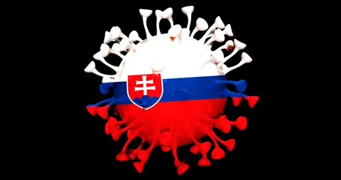 Flag of Slovakia on Seamless looping 3D animation of the covid-19 Corona Virus Video stock 166463998
