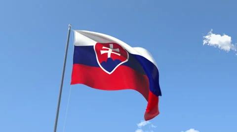 The flag of Slovakia Waving on the Wind. Stock Footage 50021947