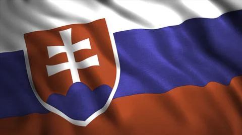 Flag of Slovakia.Motion.A rectangular panel consisting of three equal horizontal 스톡 일러스트