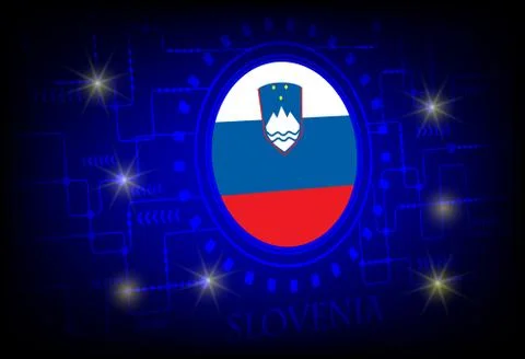 Flag of Slovenia on a background of technology. Illustrazione stock