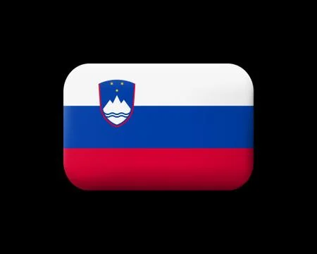 Flag of Slovenia. Matted Vector Icon and Button. Rectangular Shape Stock Illustration