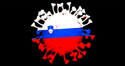 Flag of Slovenia on Seamless looping 3D animation of the covid-19 Corona Virus Stock Footage 166464013
