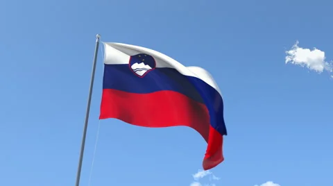 The flag of Slovenia Waving on the Wind. Stock Footage 50022833