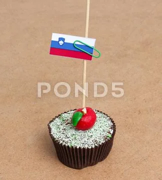 Flag of slovenika on cupcake Stock Photos