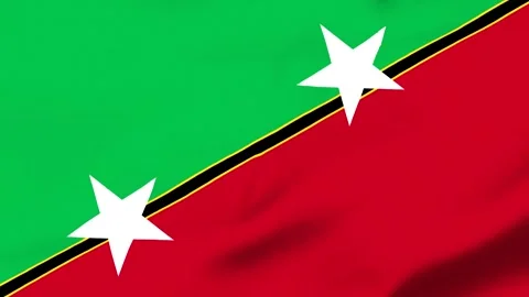 Flag of Solomon Islands with two white stars on green and red background Видео 343317241