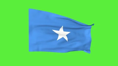 Flag of Somalia on a green background. 3D animation. Stock Footage 242930934