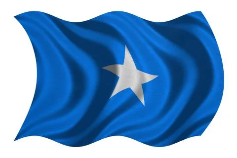 Flag of Somalia wavy on white, fabric texture Stock-Fotos