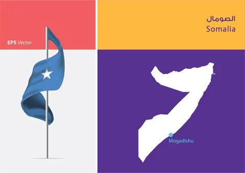 Flag of Somalia on white background with Map Stock-Illustration