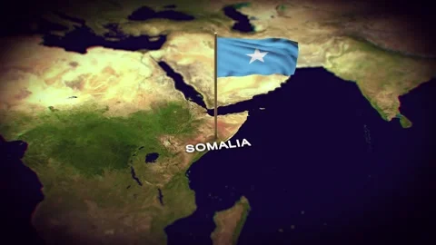 The Flag of Somalia on the World Map, Somalia map with flag 3d animation Stock Footage 289645286