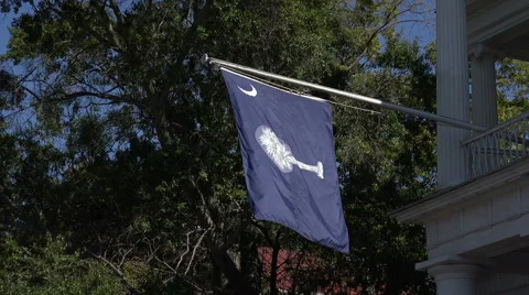 Flag of south carolina, charleston, sc, usa Stock Footage