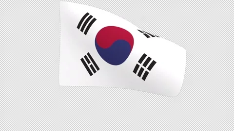 Flag of South Korea – 3d render looped with alpha channel. Stock Footage 334737338