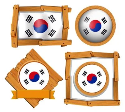 Flag of South Korea in different frames Stock Illustration