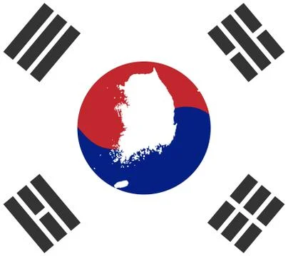 Flag of South Korea inside with map Stock Illustration