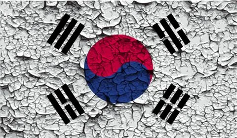 Flag of South Korea with old texture. Vector 스톡 일러스트