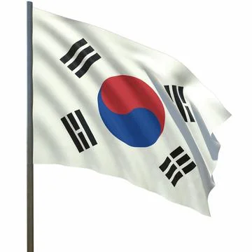 Flag of south korea waving in the wind 3d-rendering Illustrazione stock