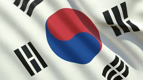 Flag of south korea waving in the wind 3d-rendering イラスト素材