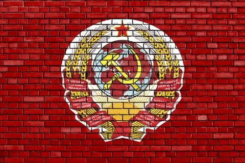 Flag of Soviet Union 1922-1923 painted on brick wall Stock Illustration
