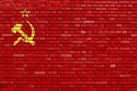 Flag of Soviet Union 1924-1936 painted on brick wall Stock Illustration