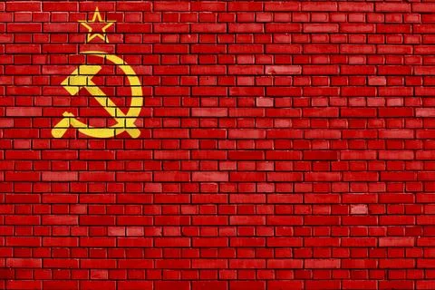 Flag of Soviet Union 1936?1955 painted on brick wall Stock Illustration