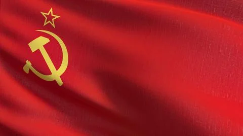 Flag of the Soviet Union or ussr flag blowing in the wind. 3D rendering illus Illustrazione stock