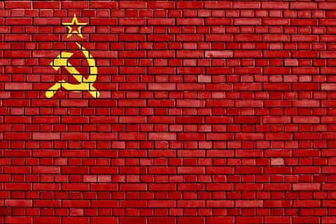 Flag of Soviet Union painted on brick wall Stock Illustration