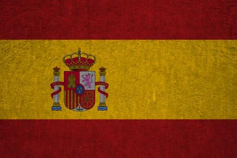 Flag of Spain on an ancient concrete surface. Concept of Spanish heritage a.. Stock Illustration