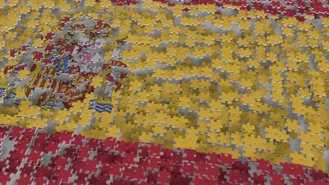 Flag of Spain being made with jigsaw puzzle pieces. Spanish problem solution イラスト素材