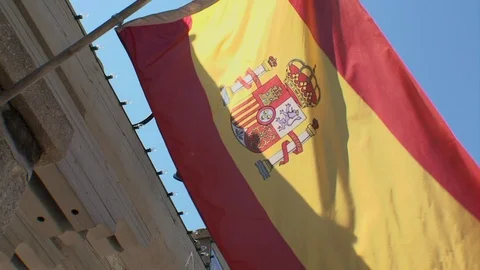 Flag of Spain blowing in the wind Stock Footage 92209784
