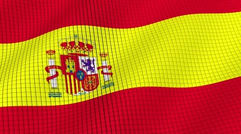 The flag of Spain is developing waves. Looped. Full HD 1080. Video stock 55157045