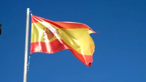 Flag of Spain fluttering in the wind Video stock 208967091