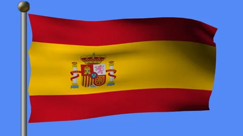 Flag of spain flying on a pole Video stock 921285