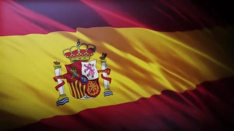 Flag of Spain, full screen in 4K high resolution Kingdom of Spain flag Stock Footage 244776126