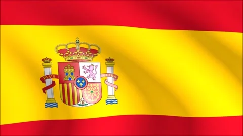 Flag of Spain with gold embossed Stock Footage 64875980