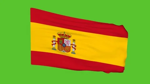 Flag of Spain on a green screen. 3D animation. Stock Footage 187160721