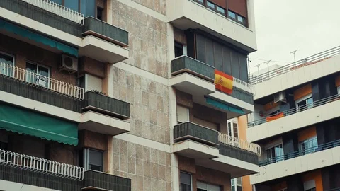Flag of Spain at home Video stock 86189708