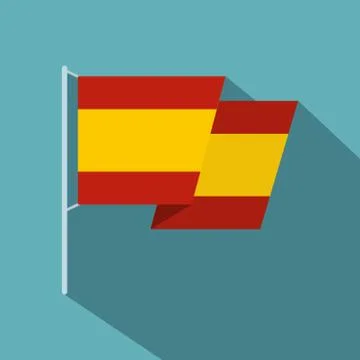 Flag of Spain icon, flat style Stock Illustration