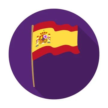 Flag of Spain icon in flat style isolated on white background. Spain country Stock Illustration