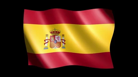 Flag of Spain isolated on alpha channel, seamless looping Stock Footage 73398266