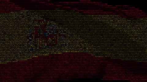 Flag of Spain made of computer code, 3d rendering Illustrazione stock