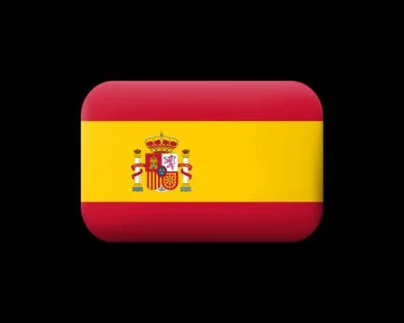 Flag of Spain. Matted Vector Icon and Button. Rectangular Shape 스톡 일러스트
