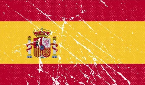Flag of Spain with old texture. Vector Stock Illustration