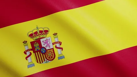 Flag of Spain with Realistic Fabric Texture Waving in the Wind. Video stock 128593914