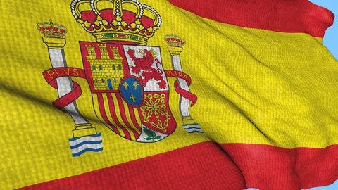 Flag of Spain with the texture of fabric, swaying in the wind. Stock Footage 108602695