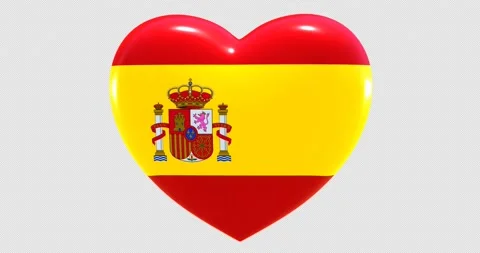 Flag of Spain on turning Heart 3D Loop Animation with Alpha Channel 4K UHD Stock Footage 168474006