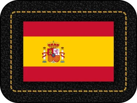 Flag of Spain. Vector Icon on Black Leather Backdrop Stock Illustration
