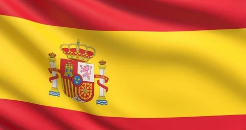 The flag of Spain. Waved highly detailed fabric texture. Stock Footage 103386527