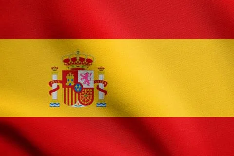 Flag of Spain waving with fabric texture Stock Illustration