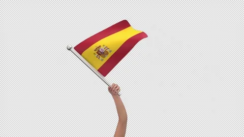 Flag of Spain waving in hand - 3d render looped with alpha channel. Stock Footage 242571549