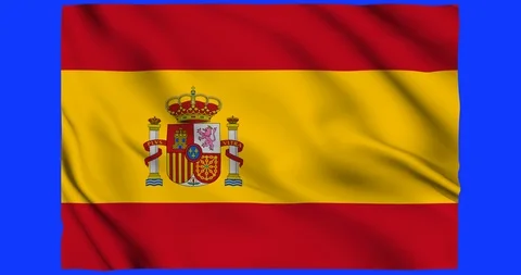 Flag of Spain waving on a samless loop over an easily removable background 스톡 동영상 98372782