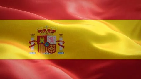 Flag of Spain waving in the wind. 3D Waving flag design. Stock Illustration